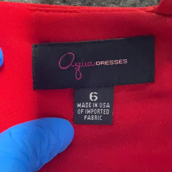 Aqua Womens Size 6 Red Spaghetti Strap V Neck Maxi Gown Dress - Picture 5 of 5